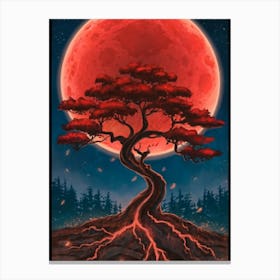 Red Moon Tree Canvas Print