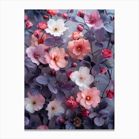 Pink Flowers Wallpaper Canvas Print