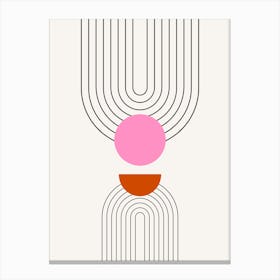 Mid Century Modern | 02 - Sun And Rainbow Pink Cream White Canvas Print