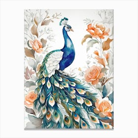 Peacock watercolor Canvas Print