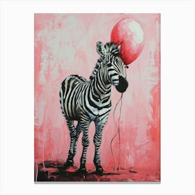 Cute Zebra 1 With Balloon Canvas Print