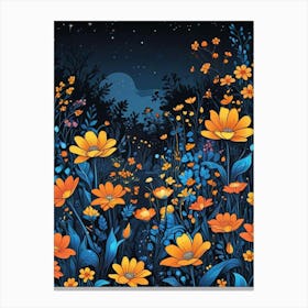 Floral Night Garden Scene (6) Canvas Print