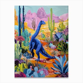 Colourful Dinosaur With Cactus & Succulent Painting 2 Canvas Print