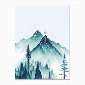 Mountain And Forest In Minimalist Watercolor Vertical Composition 132 Canvas Print