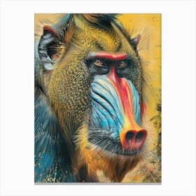 Mandrill Pastel Watercolour 2 Canvas Print