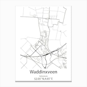 Waddinxveen,Netherlands Minimalist Map Canvas Print