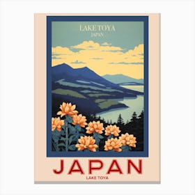 Lake Toya, Visit Japan Vintage Travel Art 4 Poster Canvas Print