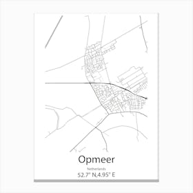 Opmeer,Netherlands Minimalist Map Canvas Print