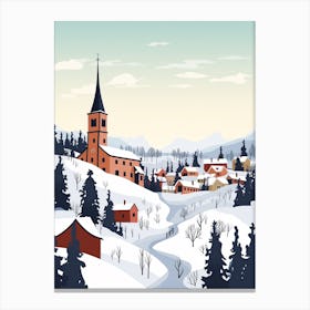 Retro Winter Illustration Kiruna Sweden 2 Canvas Print