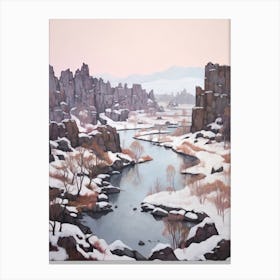 Dreamy Winter Painting Thingvellir National Park Iceland Canvas Print