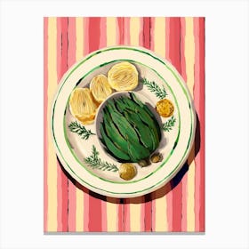 A Plate Of Artichoke Top View Food Illustration 3 Canvas Print