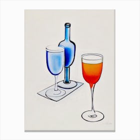 Aviation Picasso Line Drawing Cocktail Poster Canvas Print
