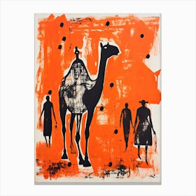 Camel, Woodblock Animal Drawing 3 Canvas Print