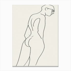 Nude Man with glasses Line Canvas Print