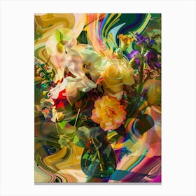 Colorful Flowers In A Vase Canvas Print