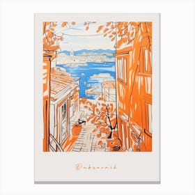 Dubrovnik Croatia 3 Orange Drawing Poster Canvas Print