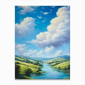 Cumulus Clouds Billowing Gentle Giants Against A Backdrop Of Vivid Azure Sky Tower Over A Varied (3) 1 Canvas Print