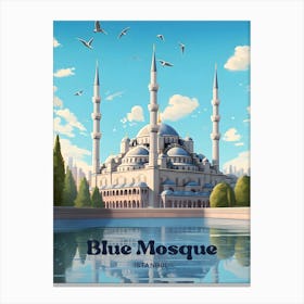 Blue Mosque Istanbul Islam Mosque Travel Art Illustration Canvas Print