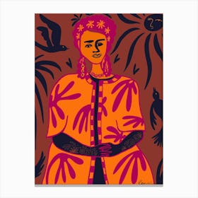 Frida Brown & Orange Canvas Print