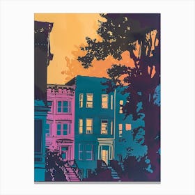 Stapleton New York Colourful Silkscreen Illustration 1 Canvas Print