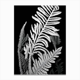 Common Horsetail Fern Linocut Canvas Print