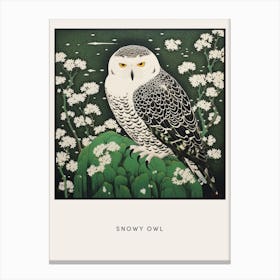 Ohara Koson Inspired Bird Painting Snowy Owl 1 Poster Canvas Print