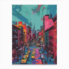 East Village New York Colourful Silkscreen Illustration 3 Canvas Print