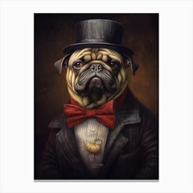 Gangster Dog Pug Canvas Print