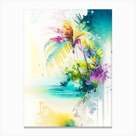 Fiji Beach Watercolour Pastel Tropical Destination Canvas Print