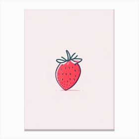 Strawberry Cartoon, Kids, Minimal Line Drawing Canvas Print