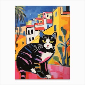 Painting Of A Cat In Lisbon Portugal 3 Canvas Print