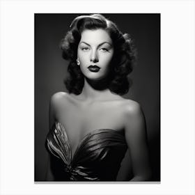 Black And White Photograph Of Ava Gardner Canvas Print