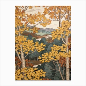 River Birch 4 Vintage Autumn Tree Print  Canvas Print