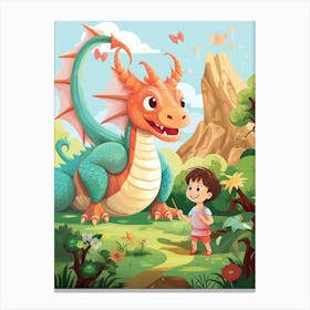 Peaceful Dragon And Kids 1 Canvas Print