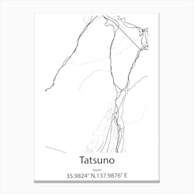 Tatsuno,Japan Minimalist Map Canvas Print