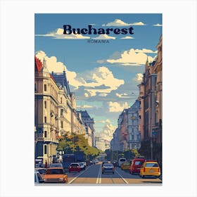 Bucharest Romania City Travel Art Illustration Canvas Print