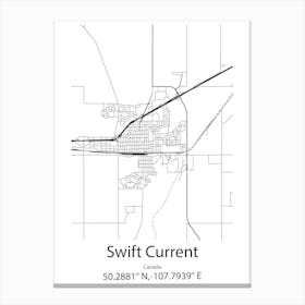 Swift Current,Canada Minimalist Map Canvas Print