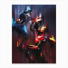 Ironman Vs Captain America Fighting Canvas Print
