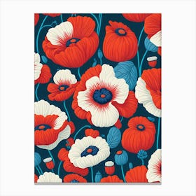 Poppies Seamless Pattern Canvas Print