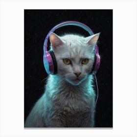 Cat With Headphones 1 Canvas Print