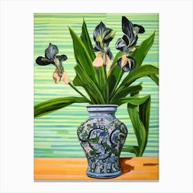 Flowers In A Vase Still Life Painting Iris 3 Canvas Print