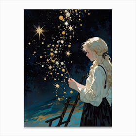 Girl With A Star 2 Canvas Print