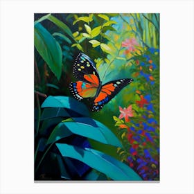 Butterfly In Botanical Gardens Oil Painting 1 Canvas Print