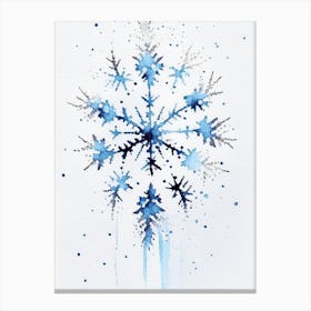Stellar Dendrites, Snowflakes, Minimalist Watercolour 3 Canvas Print