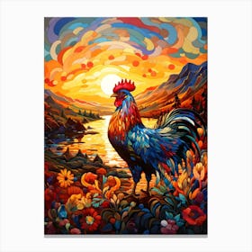 Rooster At Sunrise 2 Canvas Print