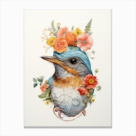 Bird With A Flower Crown Robin 1 Canvas Print