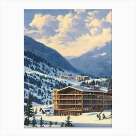 Grandvalira, Andorra Ski Resort Vintage Landscape 1 Skiing Poster Canvas Print