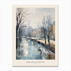 Winter City Park Poster Parc De La Vilette Paris 2 Canvas Print