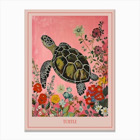Floral Animal Painting Turtle 1 Poster Canvas Print