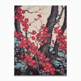 Yama Zakura Mountain Cherry 2 Vintage Botanical Woodblock Canvas Print